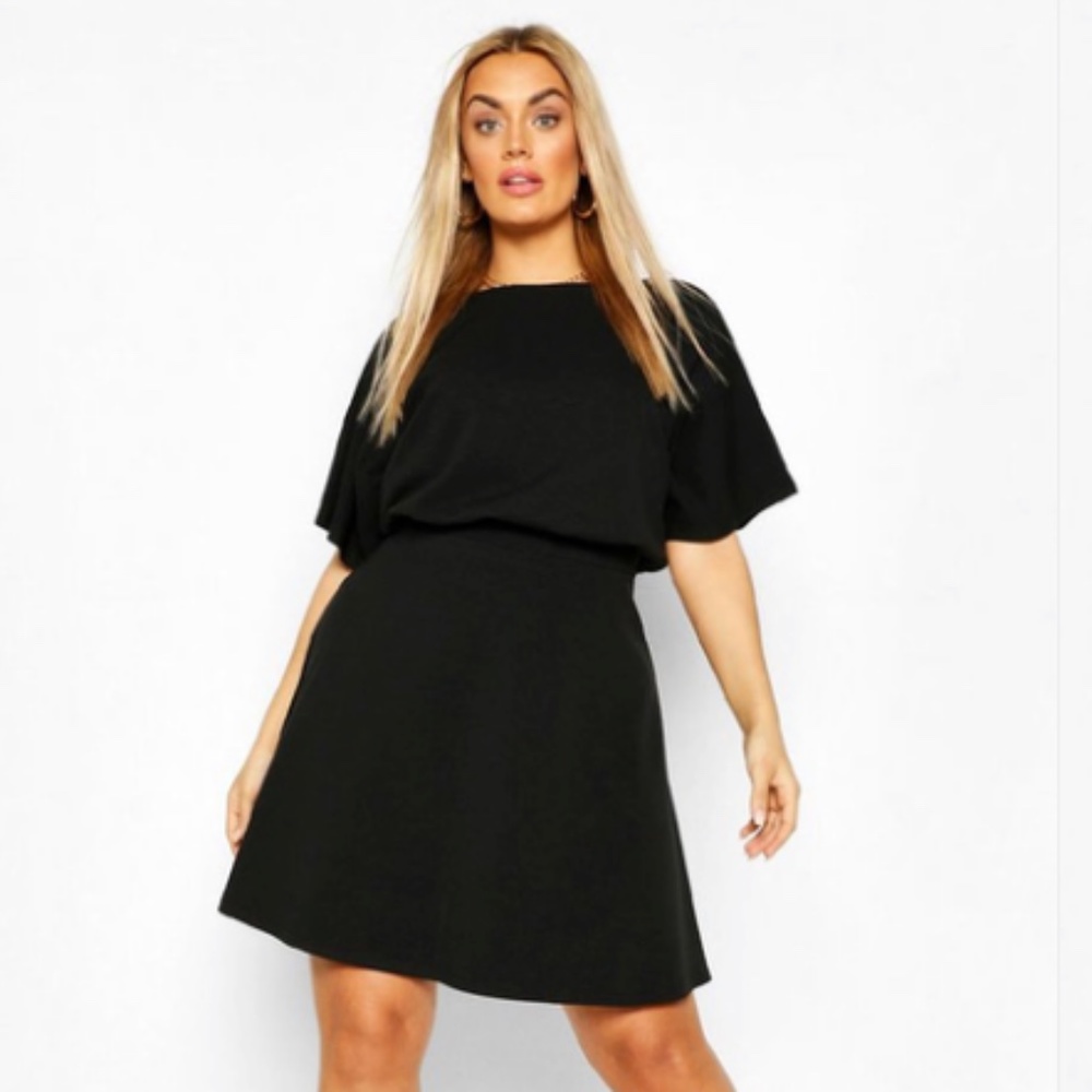 Boohoo Plus Black Surplus skater dress size 14